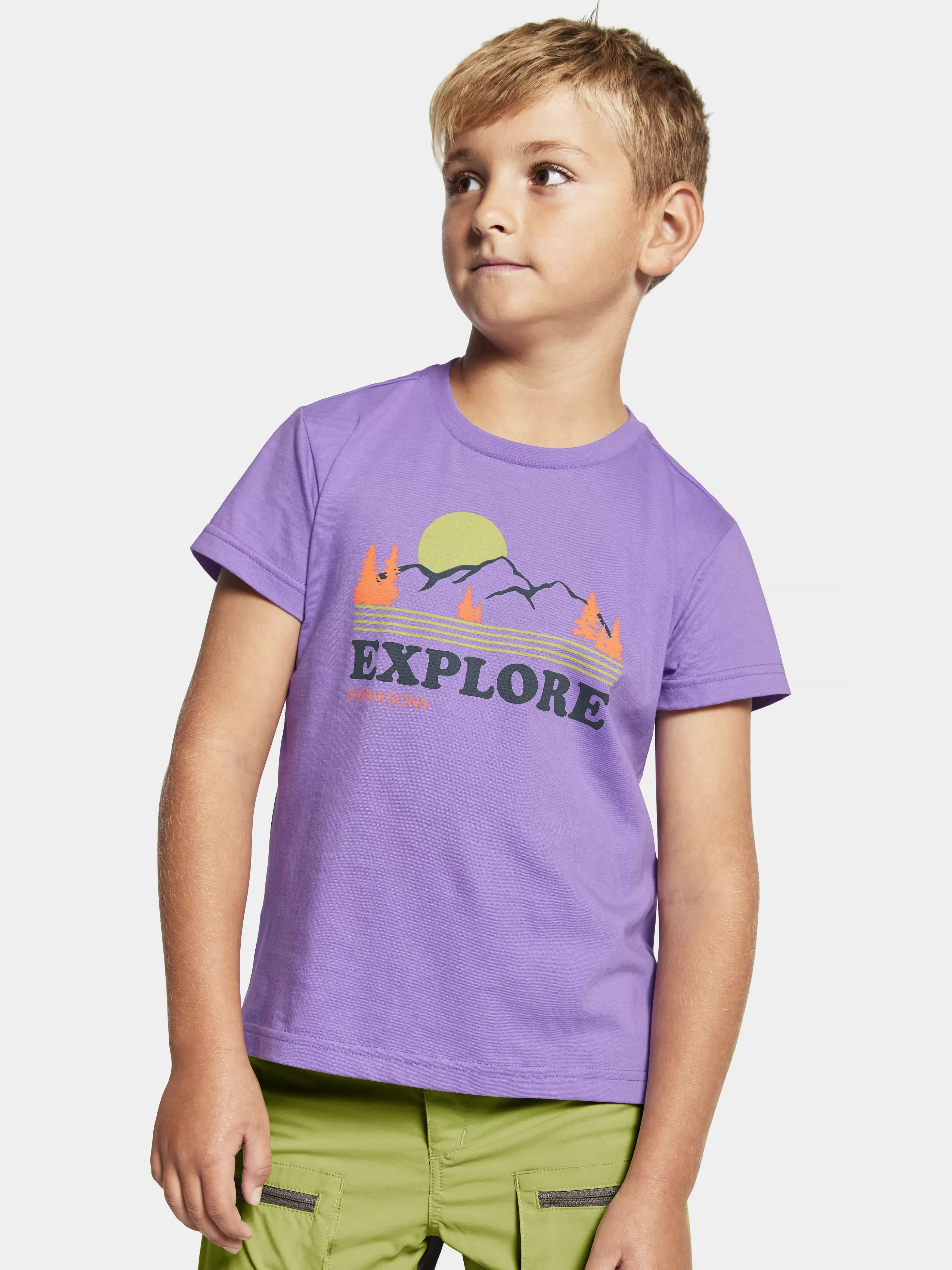 Sweaters & T-Shirts*Didriksons Mynta Kids' Logo T-Shirt Explore Bigger Jacaranda Purple